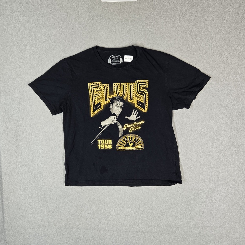 Elvis Presley Men Shirt L Black Heartbreak Hotel Tour 1958 Graphic Elvis